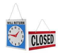 SAFIGLE 2 piezas Cartel Doble Cara Abierto y Cerrado para Puerta Señal de Horario Comercial de PVC con Cadena Colgante para Tienda Oficina y Hogar