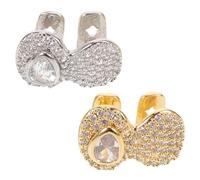 SAFIGLE 2 Piezas De Brackets Dorados con Forma De Agua De Circonita Joyería para Dientes De Oro para Dientes Parrillas De Hip Hop Parrillas