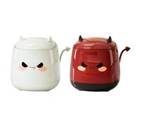 SAFIGLE 2 Piezas Mini Papelera de Mesa con Tapa a Presión Diseño de Pequeño Demonio, Plástico Creativo y Ahorro de Espacio para Oficina o Dormitorio