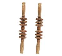 SAFIGLE 2 piezas Rodillo de Masaje Abdominal de Madera Duradera Ruedas para Espalda y Abdomen Masajeador Corporal Manual Antiestrés de Khaki