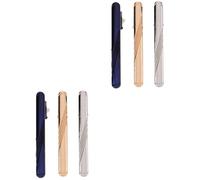 SAFIGLE 2 Series Pasador De Cuello A Rayas Azules Hombres Clips De Barra De Corbata Broche De Corbata Astilla Broches Atar Clip De Camisa De Negocios Clip De Traje Formal Cobre 3 Piezas*2