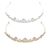 SAFIGLE 2 tocados de novia con diamantes de imitación: corona para mujer, tiara para desfile de bodas, tocado decorativo con cuentas de diamantes de imitación para novia.