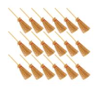 SAFIGLE 20 Escobas, Accesorios para Casas de Muñecas, Modelos de Herramientas de Limpieza en Miniatura, Adornos de Escoba de Bruja de Halloween, Decoración de Micropaisaje, Marrón Claro, 4,13 X 1,57