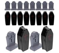SAFIGLE 20 Piezas Decoración de Lápidas de Resina para Cementerio Halloween, Miniaturas Negras Tamaño 20 y 21, Adornos para Fiestas Temáticas y Casas Embrujadas Color Color Aleatorio