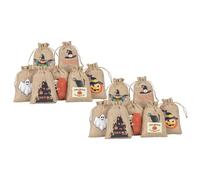 SAFIGLE 24 Piezas Bolsas de Lino con Cordón para Halloween Bolsitas para y Resistentes y Decorativas Surtido para Fiestas Infantiles