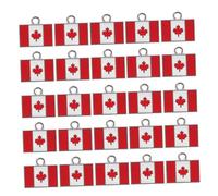 SAFIGLE 25piezas Colgantes Bandera de Canadá Dijes de Aleación Forma Arce para Pulseras Llaveros y Decoraciones Patrióticas de Aniversario