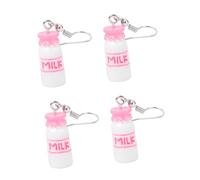 SAFIGLE 2Pares Pendientes de Botella de Leche Dangle Drop para Niñas de Joyería Creativa de Dibujos Animados Decoraciones de Oreja de Moda Color Rosa