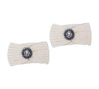 SAFIGLE 2piezas Diadema De Pelo Tejida Bohemia Protección Para Orejas Cintillo Calentador Diseño De Piedras Brillantes Accesorio De Moda Para Mujeres Blanco