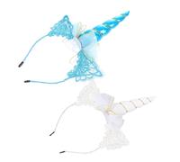 SAFIGLE 2piezas Diadema De Unicornio Para Fiesta Disfraces Accesorios Cabello Aros Delicados Cabello Diademas Para Aros Para Cosplay Decoración