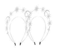 SAFIGLE 2piezas Diademas De Doble Capa De Con Elementos De Luna y De Seis Puntas Accesorios De Metal Cabello Para Fiesta Nupcial y Cosplay