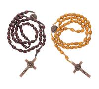 SAFIGLE 2piezas Es Un Hermoso Colgante De Rosario De Madera Para Hombres y Mujeres Para Uso En La Iglesia Oración y Meditación Obsequio De Comunión Bautismo Confirmación Obsequio De Cumple