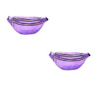 SAFIGLE 2piezas Riñonera De PU Lentejuelas Reflectantes Bolso De Cintura Colorido para Mujer para Viajes Al Aire y Uso Diario Púrpura Deslumbrante