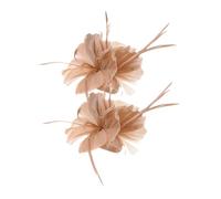 SAFIGLE 2piezas Tocado de Plumas para Mujer Accesorios Retro Cabello Pinzas Pequeñas de Estilo Bohemio Tocados para Bodas Pasadores de Plumas Color Nude