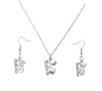 SAFIGLE 3 Juegos Collar Koala Pendientes De Koala Oro Accesorio Delicado Piedra Preciosa Collar De Oso Koala Aretes Semental Rosario Coala Colgante De Koala Equipo Aleación Silver