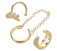 SAFIGLE 3 Piezas Accesorios de Oreja Sin Perforación Diseño Geométrico con Rincón de Joyería Elegante para Eventos y