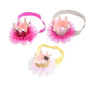 SAFIGLE 3 Piezas Diademas de Malla Rosa Dorado Plateado Accesorios Cumpleaños y Fiestas Infantiles