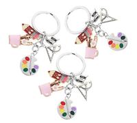 SAFIGLE 3 Piezas Llavero Artístico para Fiesta de Pintura Colgantes de Paleta de Colores Regla y Lápiz Accesorios de Graduación para Estudiantes y Profesores Favores Creativos para