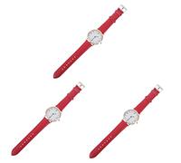 SAFIGLE 3 Piezas Mirar Reloj de Mujer Casual Reloj Pulsera para Mujer Ver es Relojes de Tomada relógios Delicado Reloj de Pulsera Reloj para cinturón de Poliuretano Rojo