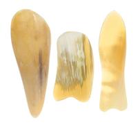 SAFIGLE 3 Piezas Tabla para Raspar Cuernos de Buey para Masaje Facial y Corporal Varillas de Raspado de Cuerno de Buey para Masajeador