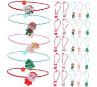 SAFIGLE 30 Piezas Cintas Pelo para Gomas Elásticas Navideñas Bonitas Lazos para Coletas Conjunto de Accesorios Tocados Navideños Forma de Papá Noel Muñeco Árbol de Navidad para Niñas