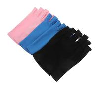 SAFIGLE 3pares Guantes para Uñas sin Dedos UV Protector de Manos para Manicura Salón Reutilizables