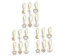 SAFIGLE 4 Juegos Anillo De La Nariz Pendientes Perforados para Mujer Pinzas para La Nariz Pendientes para Mujer Puños Nasales Electrochapado En Oro Real De 18 Quilates Golden 6 Piezas * 4