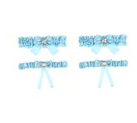 SAFIGLE 4 Piezas Anillo De Trajes Para Mujer Liga De La Boda Ligas De Baile Trajes Azules Puerta Nupcial Accesorios Azul Rey Para Mujer Para Novia Patas Cinturón Paño Blue