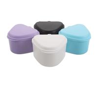 SAFIGLE 4 Piezas Estuche Portátil para Prótesis Dentales con Interior Acolchado y Diseño de Apertura Manual, Caja de Almacenamiento Compacta Adecuada para Viajes y Uso Diario