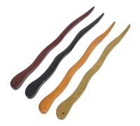 SAFIGLE 4 piezas Palitos para Cabello de Madera Sólida de Colores Negro Natural Marrón Oscuro y Verde Madera Diseño Tradicional Chino para Moños y Peinados Elegantes Accesorios