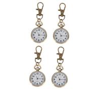 SAFIGLE 4 Piezas Reloj de Bolsillo Coche llaveros Relojes de Cara para Hombres Billetera Llavero Women Mujeres Reloj de Enfermera para Mujer Relojes de Enfermera para Mujer Vidrio