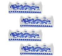 SAFIGLE 4 Piezas Soporte para Pinceles de Cerámica Estilo Chino Azul y Blanco para Escritorio de Estudio, Organizador Fácil de Transportar para Brochas de Caligrafía