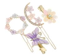 SAFIGLE 4piezas Clip Superior De Cristal Horquillas Flores y Mariposas Pinzas Bonitas Cabello De Mujer Accesorios Para Fiesta o Diario