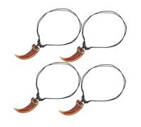 SAFIGLE 4piezas Collar Vintage Colgante De Diente Falso De Cuerda Encerada Negra Ajustable Para Hombre y Mujer Estilo Retro Para Fiestas y Ocasiones Informales