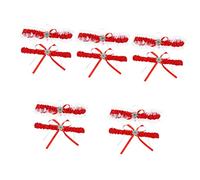 SAFIGLE 5 Juegos liga de encaje nupcial ligas de boda liga de la de las mujeres ligueros de novia accesorios de novia ligas de mujer liga de novia para el día de la boda cordón rojo