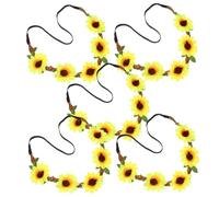 SAFIGLE 5 Piezas diadema de flores de sol fuente diademas de girasol para niñas hula condujo Venda pequeño Decoraciones de fiesta de girasol accesorio para el cabello hawaiano Amarillo