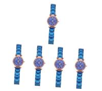 SAFIGLE 5 Piezas Reloj de Cuarzo con Banda de Acero Reloj para Hombre Inteligente señoras Relojes de Vestir para Mujeres de Reloj de Festival Reloj de Pulsera para Mujer Vidrio Blue