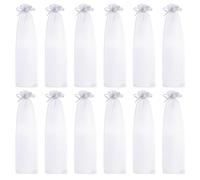 SAFIGLE 50 Bolsas de Organza de Color Blanco con Cordón para Abanicos de Mano, Ligeras y Fáciles de Abrir, Ideales para Obsequio y Viaje