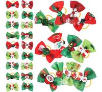 SAFIGLE 50 Lazos para El Pelo de Mascotas con Goma Elástica, Accesorios Navideños para Perros, Diademas para Cachorros, Decoración Navideña para Mascotas, Colores Surtidos