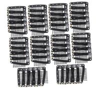 SAFIGLE 50 Piezas Clip de fijación de tarjetas de peluca largo clips de cabello alfileres pasador de cabello peine horquillas pinzas para el cabello para extensiones Metal Negro