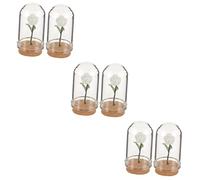 SAFIGLE 6 Piezas Mini Botas Falsas Modelo De Plantas En Maceta Mini Flores En Maceta Bonsái Falso Flores En Miniatura Mini Floral En Cúpula Miniaturas Casa De Muñecas Rosa Vidrio