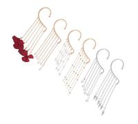 SAFIGLE 6 Piezas Pendientes Largos de Flecos con Clip No Perforados Pendientes Colgantes de Borla para Fiesta Brazaletes de Oreja Elfos Joyas de Cartílago para Mujeres y Chicas