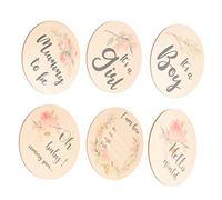 SAFIGLE 6 Piezas Tarjetas de hitos para bebés signo de nacimiento infantil cartel de nombre para guardería pegatinas emblemas cartel de bienvenido recién nacido ronda la señal carta larga