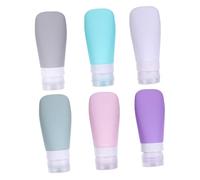 SAFIGLE 6piezas Botellas De Viaje Para Cosméticos Morado Lago Áceo Silicona Sellado Resistente Práctico