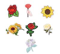 SAFIGLE 7 piezas Parche Bordado de Flores Accesorios Diseño Atractivo para Coser o Planchar Ropa Bolsas y Manualidades Personalizado y Seguro para Piel Humana