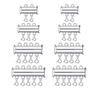 SAFIGLE 8 Cierres Deslizantes de Perla para Pulseras y Collares, Cierres de Tubo de Múltiples Hebras en Aleación Plateada, Hebillas en Capas para Accesorios de Joyería Diy, Pack de 8