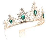 SAFIGLE Accesorio Para El Cabello Dama De Honor Tiara Borgoña Novias Cuervo Invitado Puesto Lujoso Nupcial Tocado De Boda Para Novia Coronas Para Mujeres Aleación Green