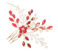 SAFIGLE Accesorios Para El Cabello De Novia Rojos Horquilla Para El Cabello Horquilla Para El Cabello Perla Vid Para Mujer Dama De Honor Banquete Despedida De Soltera Peine Clip