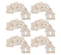 SAFIGLE Adornos de Madera para Manualidades 24 Piezas Formas Casas Pequeñas sin Pintar, Recortes de Madera para Bricolaje Diy, Decoración Navidad y Etiquetas Creativas Naturales