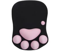 SAFIGLE Alfombrilla Gamer Soporte para Muñeca de Silicona, Diseño Huella de Gato Negro Cereza, Tamaño Pequeño Antideslizante para Escritorio y Hogar
