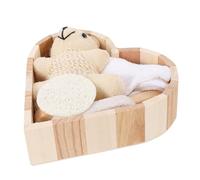 SAFIGLE Baño Caja de Obsequio de Corazón Kit de Ducha para Mujer Incluye Esponja Vegetal para Baño Guante y Osito Adorable Set de Exfoliación para Interiores